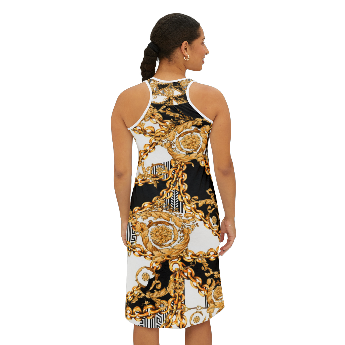 Baroque Elegance Chain Print Dress - Image 4