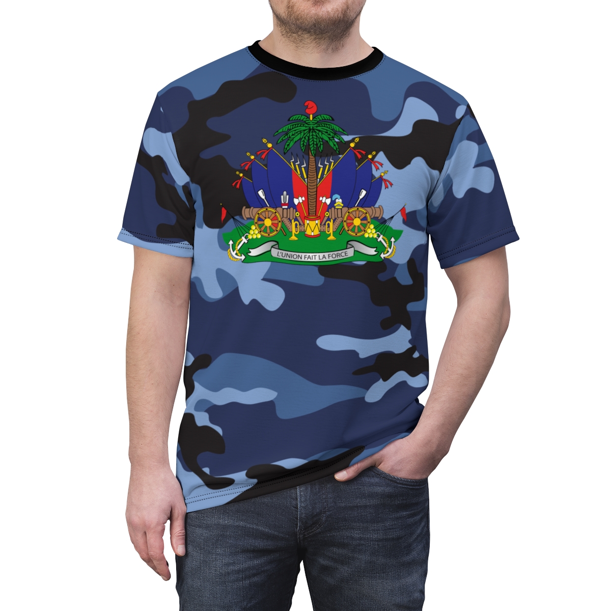 Camo Haiti Coat of Arms Tee - Image 5
