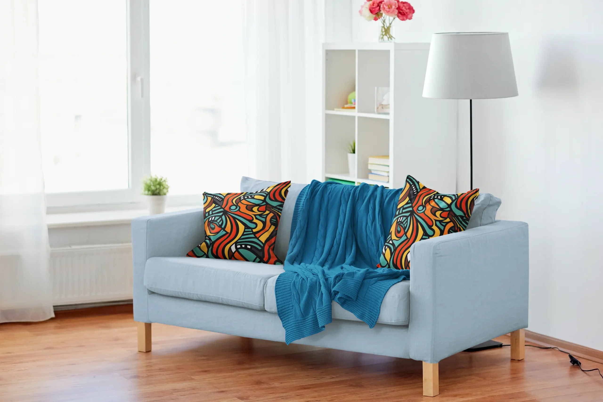 Vivid Whirls Faux Suede Square Pillow